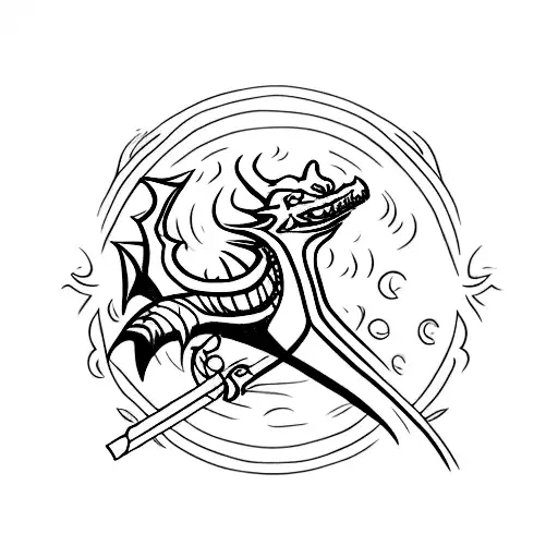 Dragonborn smoking a joint in the world of Skyrim tattoo design idea