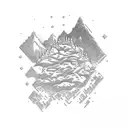 A Skyrim landscape with a hidden cannabis farm tattoo design idea