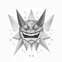 Gengar ,with geometric forms  around it tattoo design idea