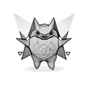 Gengar ,with geometric forms  around it tattoo design idea