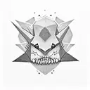 Gengar ,with geometric forms  around it tattoo design idea