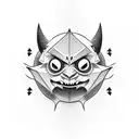 Gengar ,with geometric forms  around it tattoo design idea