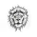 draw me a black and white image of an angry lion with blue eyes, with a teardrop from one eye tattoo design idea
