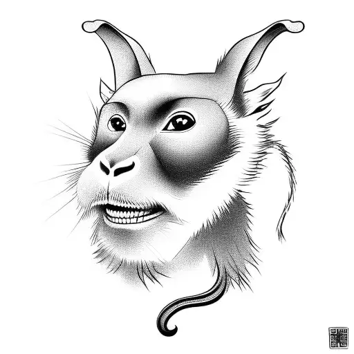 chinese monkey with a dog and a rabbit tattoo design idea