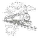 simplistic train drawing with steam coming out in which it writes choo choo motherfxckers tattoo design idea