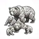 a mama bear and 4 cubs   tattoo design idea