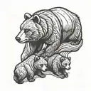 a mama bear and 4 cubs   tattoo design idea