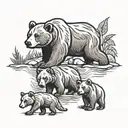 a mama bear and 4 cubs   tattoo design idea