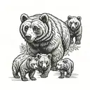a mama bear and 4 cubs   tattoo design idea