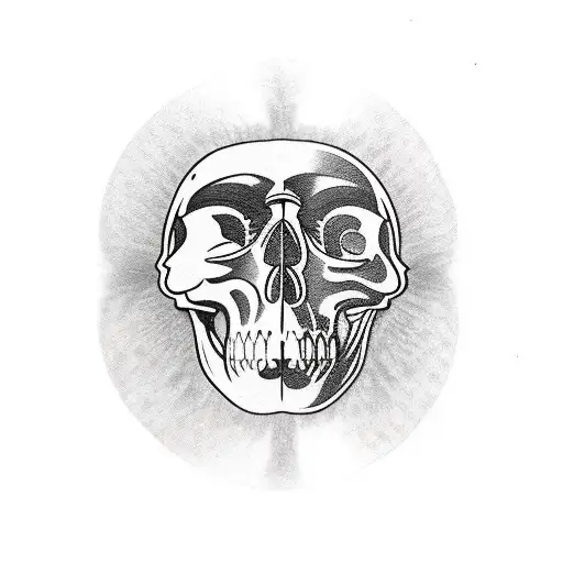 copernicus face with one half bare skull tattoo design idea