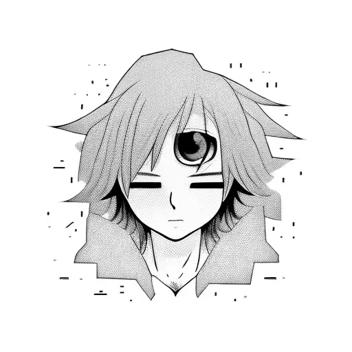 Sad boy's eyes crying anime style tattoo design idea