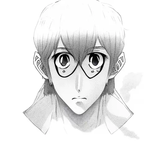 Sad boy's eyes anime style tattoo design idea