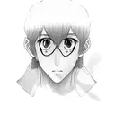 Sad boy's eyes anime style tattoo design idea