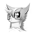 Sad boy's eyes anime style tattoo design idea