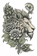 Scottish thistle with lion tattoo design idea