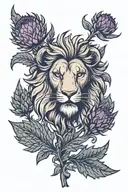 Scottish thistle with lion tattoo design idea