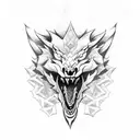 dragon with wolf tattoo design idea