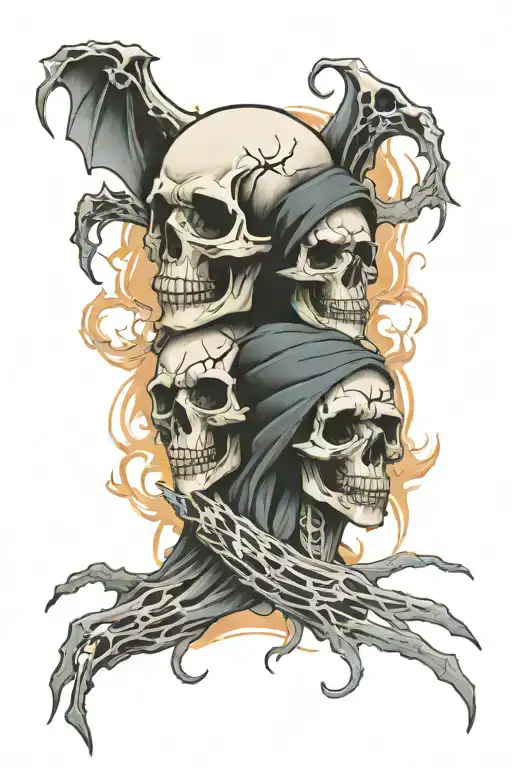 ghost and skull sleeve tattoo tattoo design idea