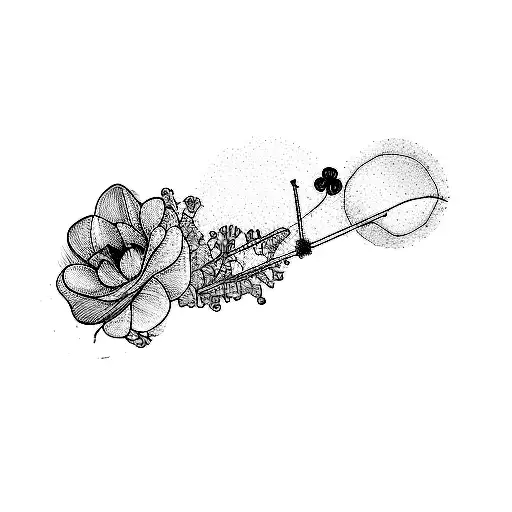 a flower with a scientific symbol on it tattoo design idea