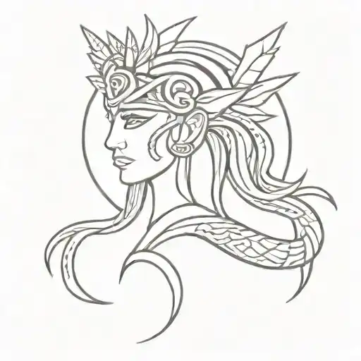 Aztec god Quetzalcoatl and Norse goddess Eir tattoo design idea