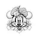 Minnie Mouse head with hibiscus flower and dole whip tattoo design idea