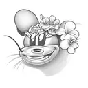 Minnie Mouse head with hibiscus flower and dole whip tattoo design idea