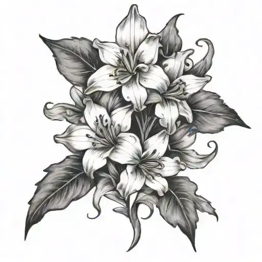 larkspur and lily cross  tattoo design idea