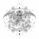 A cosmic dragon flying through a star-filled sky tattoo design idea