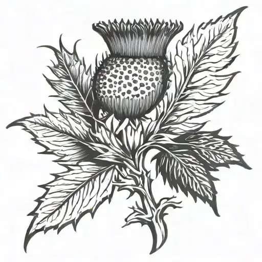 Scottish thistle featuring pictish v rod tattoo design idea