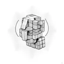 business man body with rubix cube head  tattoo design idea