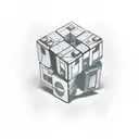 business man body with rubix cube head  tattoo design idea