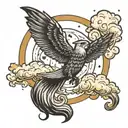 a moon surrounded by clouds, style of American Traditional tattoos, isolated on a white background tattoo design idea