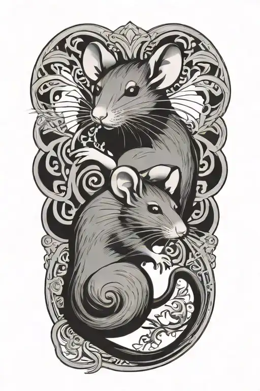 chinese rat  tattoo design idea