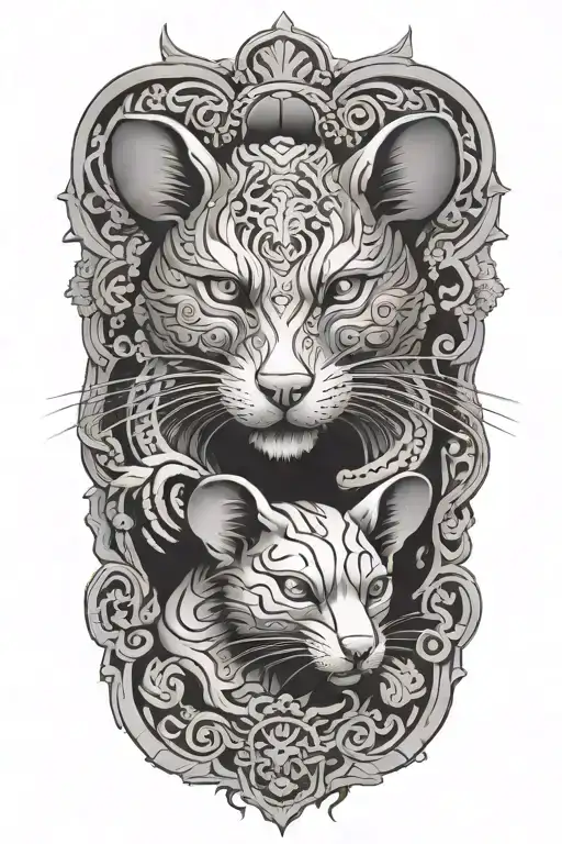 chinese  rat & dog tattoo design idea
