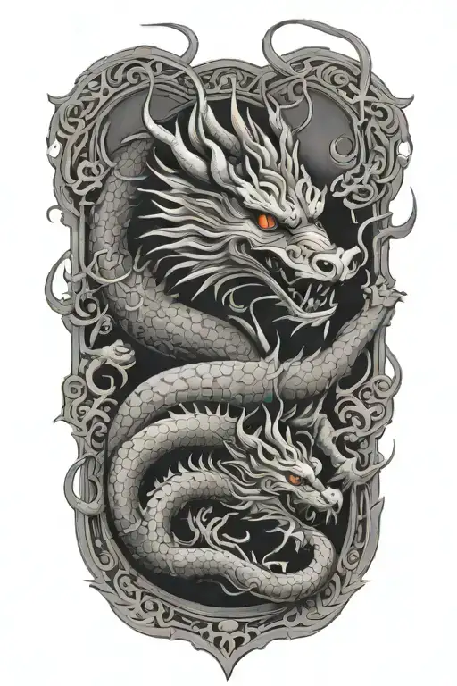 chinese dragon & rat & dog tattoo design idea