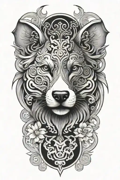 chinese dog and rat combined  tattoo design idea