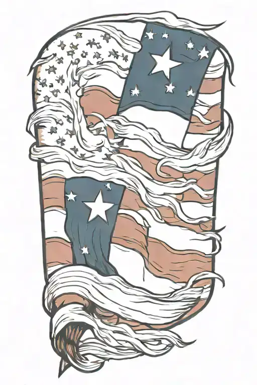 weathered and wind blown american  flag  tattoo design idea