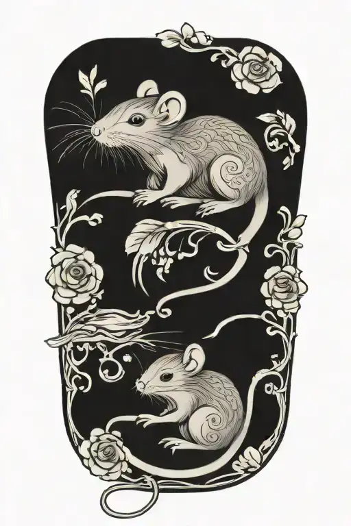 chinese rat  tattoo design idea