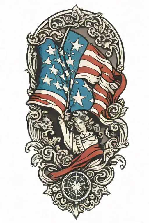 betsy ross flag tattoo design idea