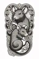 chinese rat  tattoo design idea