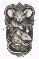 chinese rat  tattoo design idea