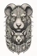 chinese  rat & dog tattoo design idea