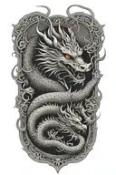 chinese dragon & rat & dog tattoo design idea