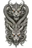 chinese dragon & rat & dog tattoo design idea