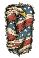 weathered and wind blown american  flag  tattoo design idea