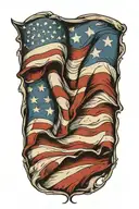 weathered and wind blown american  flag  tattoo design idea