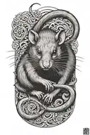 chinese rat  tattoo design idea