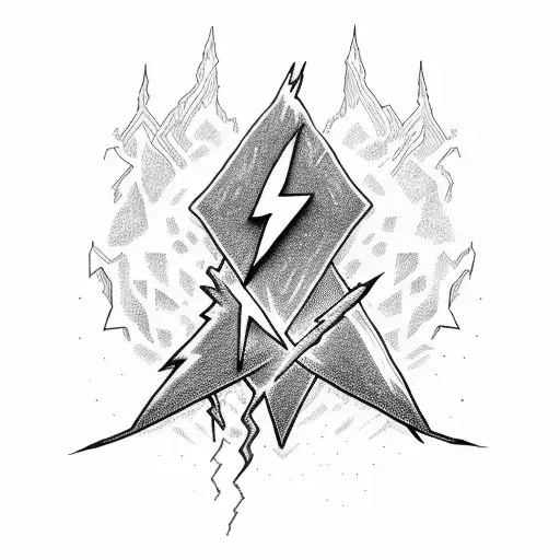 Black Line Tattoo of Lightning Bolt Stock Vector - Illustration of thunder,  line: 180358340