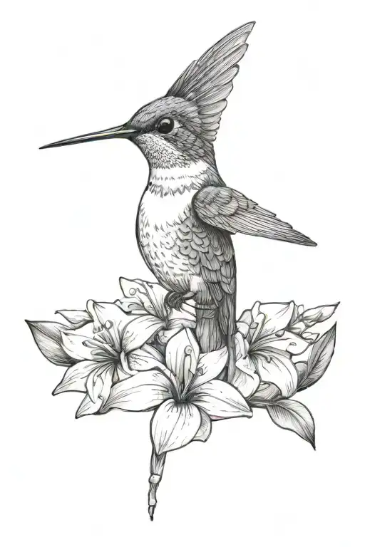 Hummingbird and Frangipani tattoo design idea