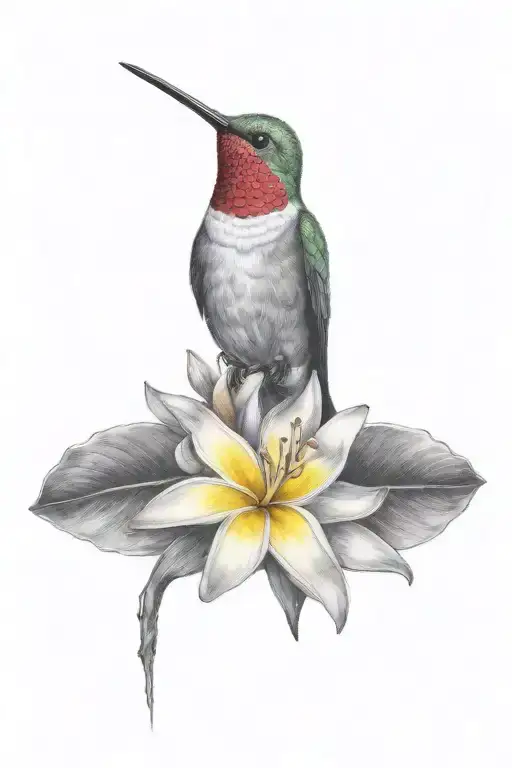 Hummingbird and Frangipani tattoo design idea